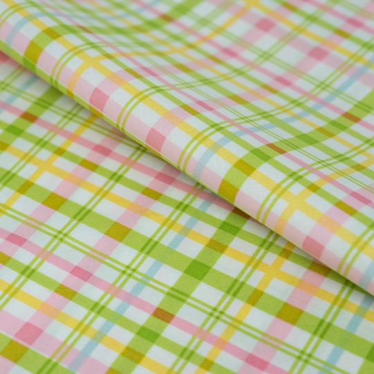 SINGER Colorful Plaid Print Cotton Fabric Fat Quarter